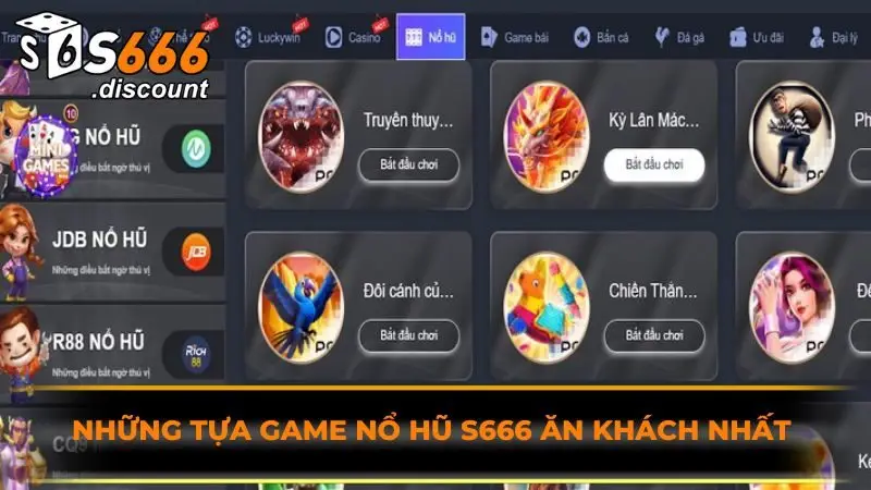 Những tựa game nổ hũ S666 ăn khách nhất 