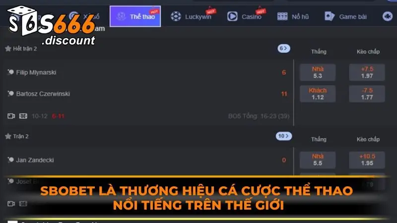 SBOBET là thương hiệu cá cược thể thao nổi tiếng trên thế giới